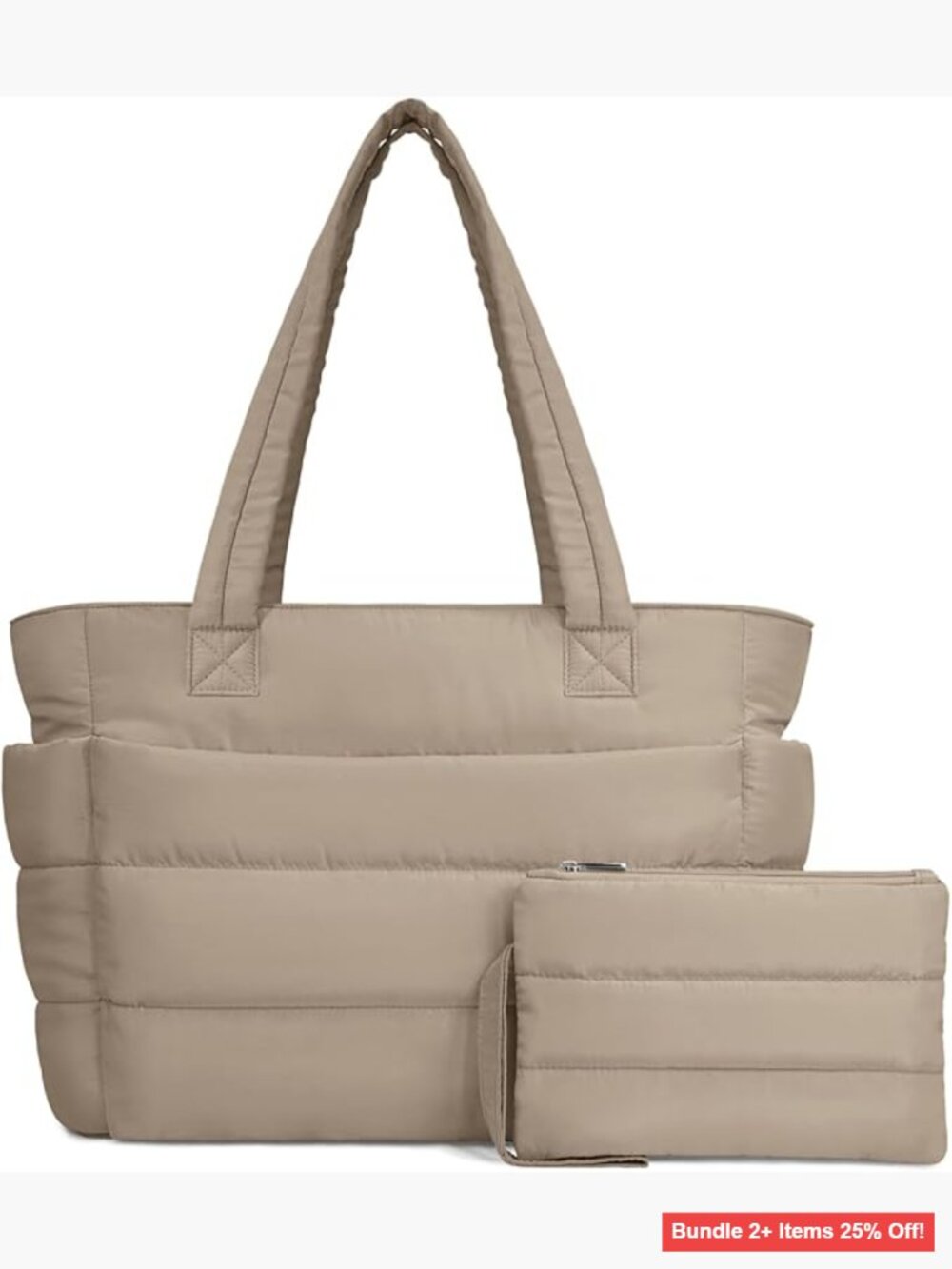 Lightweight Puffer Tote Bag with 9 Pockets, 20L Capacity for Work Travel Gym